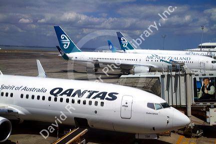 Aircraft at Auckland Airport, Auckland, North Island, New Zealand.