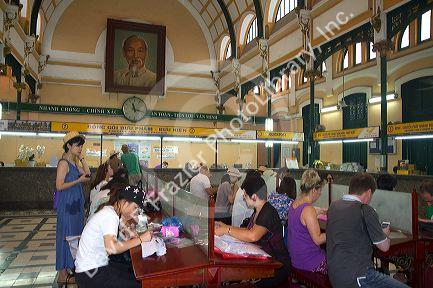 Interior of the Saigon Central Post Office located in the downtown Ho Chi Minh City, Vietnam.