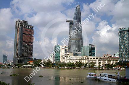 Bitexco Financial Tower along the Saigon River in Ho Chi Minh City, Vietnam.