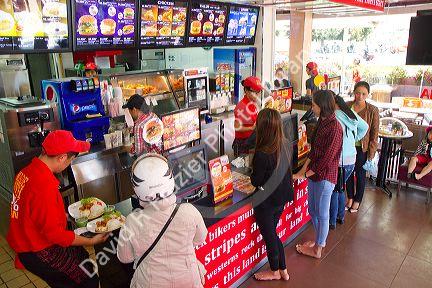 Interior of a Lotteria fast food restaurant in Da Lat, Vietnam.