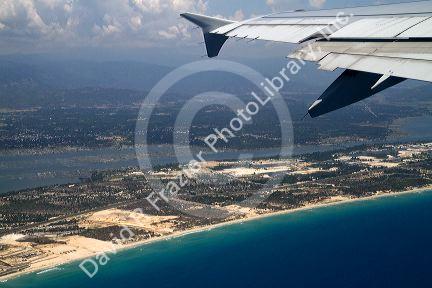 Aerial view of the South China Sea near Nha Trang, Vietnam.