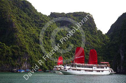 Tour boats in Ha Long Bay, Vietnam.