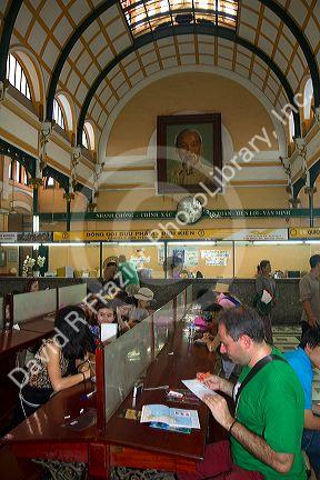Interior of the Saigon Central Post Office located in the downtown Ho Chi Minh City, Vietnam.