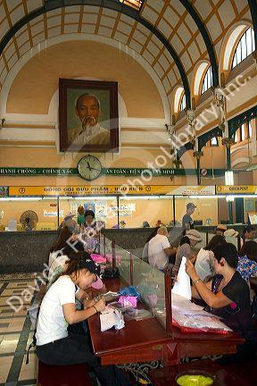 Interior of the Saigon Central Post Office located in the downtown Ho Chi Minh City, Vietnam.