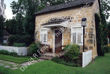 A historic German stone house in Fredericksburg, Texas.  Ranchers had small cottages in town for weekends in the city.