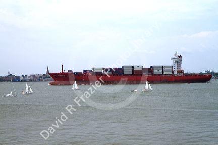 Container ship in Charleston Harbor at Charleston, South Carolina, USA.
