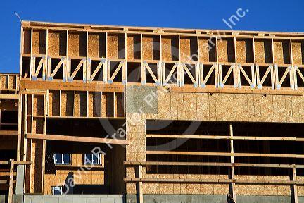 Wood construction of a new apartment building in Boise, Idaho, USA.