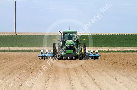 Spring planting of corn in Canyon County, Idaho, USA.