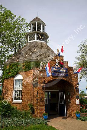 Main entrance to the Dutch Village located in Holland, Michigan, USA.