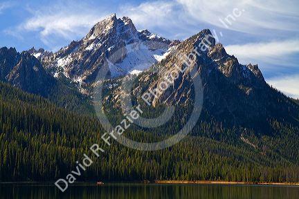 Stanley Lake at the base of McGown Peak in the Sawtooth Mountains near Stanley, Idaho, USA.