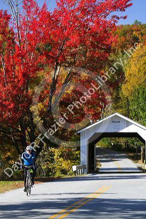 Fuller Covered Bridge crossing the Black Falls Brook in Montgomery, Vermont, USA.