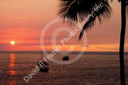 Pacific ocean sunset on the Big Island of Hawaii, USA.