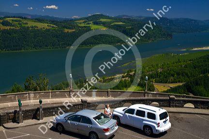 Scenic overlook at Crown Point along the Historic Columbia River Highway in Multnomah County, Oregon, USA.