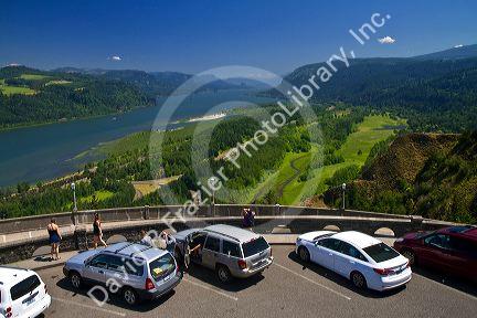 Scenic overlook at Crown Point along the Historic Columbia River Highway in Multnomah County, Oregon, USA.