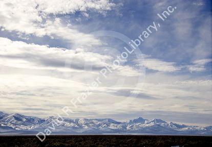 The Santa Rosa Mountain Range in northern Nevada covered in snow.