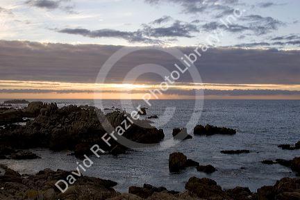 Sunset seascape at Point Pinos, California near Pacific Grove and Monterey.