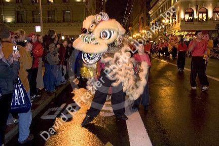 Chinese dragon in the Chinese new year parade in San Francisco, California.