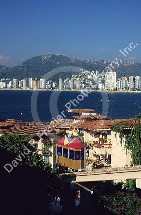 Acapulco, Mexico with tram at luxury hotel.