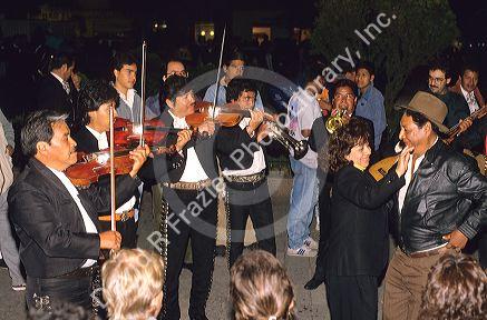 A mariachi band on the street  in Mexico City, Mexico.