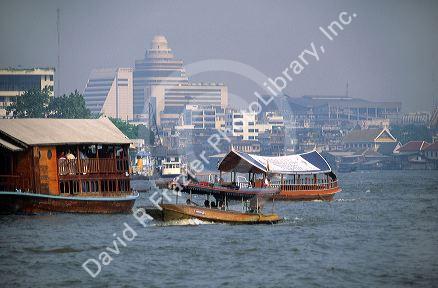 Chao Phraya River activity in Bangkok, Thailand.