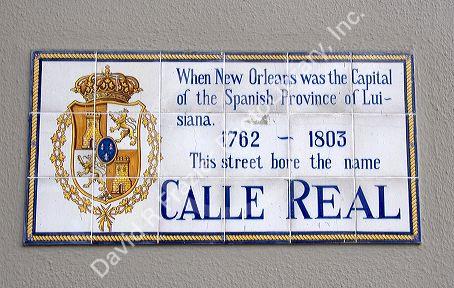 Calle Real sign made of tile in New Orleans, Louisiana.