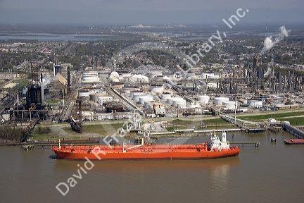 Tanker ship on the Mississippi River near New Orleans, Louisiana.