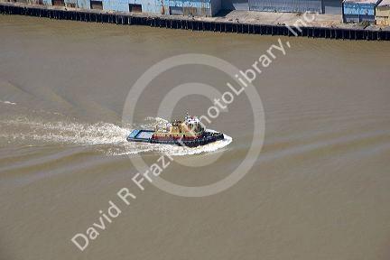 Tug boat on the Mississippi River near New Orleans, Louisiana.