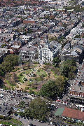 Jackson Square and St. Louis Cathedral at New Orleans, Louisiana.