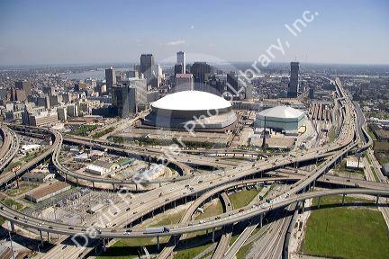 Interstate 10 and US 90 freeway interchange in New Orleans, Louisiana.