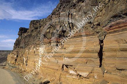 Stratified basalt along the Snake River south of Boise, Idaho.