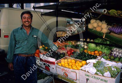 Wholesale fruit and vegetable market in Los Angeles, California.