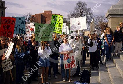 Students stage a demonstration Against Vanishing Ecosystems.