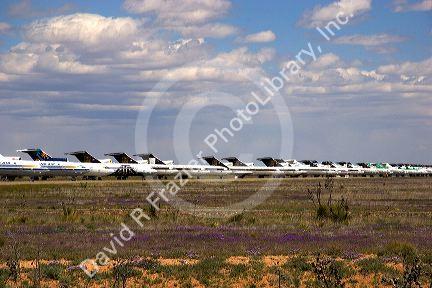 Boeing 727 jet scrap yard at Roswell, New Mexico.