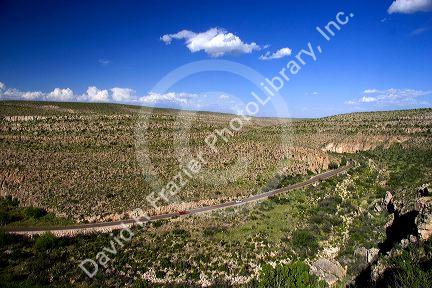 Road leading to Carlesbad Caverns within the park boundries in New Mexico.