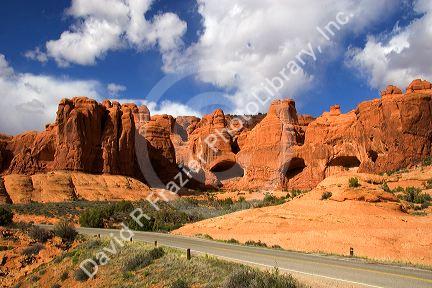 Rock formations at Arches National Park near Moab, Utah.
