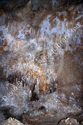 Inside the caves of the Carlsbad Caverns with stalactites and stalacmites. New Mexico.