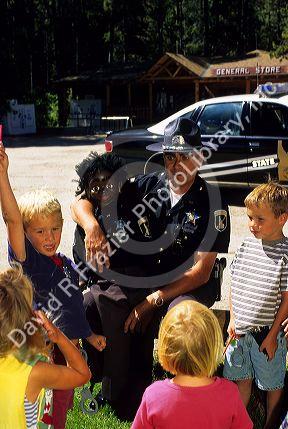 Idaho State policeman using a dummy named 