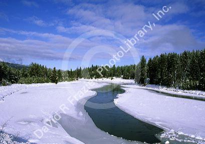 Ice on the rivers edge in Idaho.