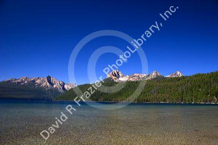 Redfish Lake in the Stanley Basin, Idaho.  Sawtooth Mountains in background with Mt. Heyburn at right.