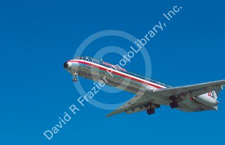 American Airlines MD-80 in flight.