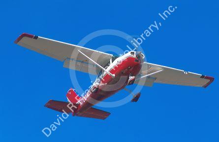 Cessna 182 in flight.