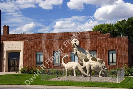 Dinosaur statues outside of the Utah Field House of Natural History in Vernal, Utah.