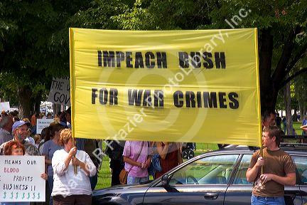 People holding signs at an Anti-war protest in Salt Lake City, Utah. 8/22/2005