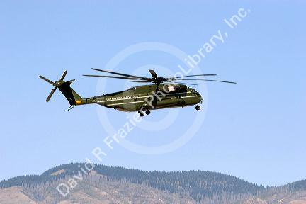 HH 53 military helicopter part of the presidential fleet.