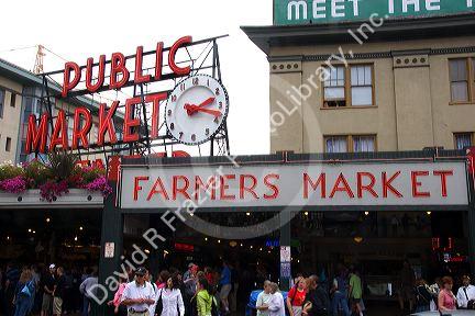 The entrance to the Pike Place Market in Seattle, Washington.