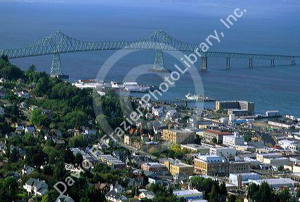The town of Astoria, Oregon at the mouth of the Columbia River.
