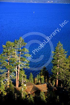 A large shoreline home on the banks of Lake Tahoe, California.