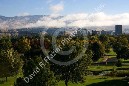 Mist and fog lifting over Boise, Idaho.