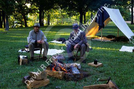 Civil War enthusiasts reenact a moment at Lookout Mountain, Georgia.