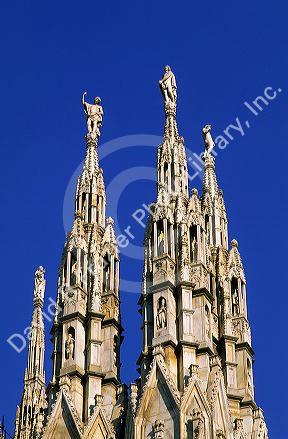 Spires of the Duomo in Milan, Italy.